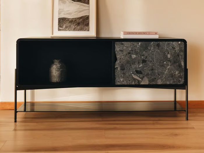 RICH LP GRIS ALVITO - Wooden and marble sideboard with doors _ Maami Home